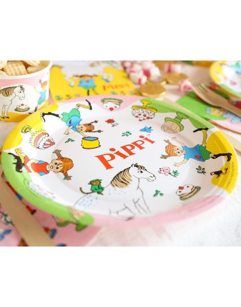 8 stk Pippi Langstrømte & Co Papptallerkener 23 cm