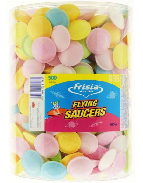 500 stk Flying Saucers - EKSTRA STOR Boks med Syrlige UFOer