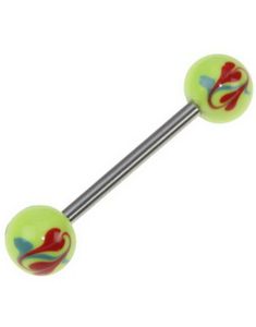 Design Flower Yellow - Håndmalt Tungepiercing