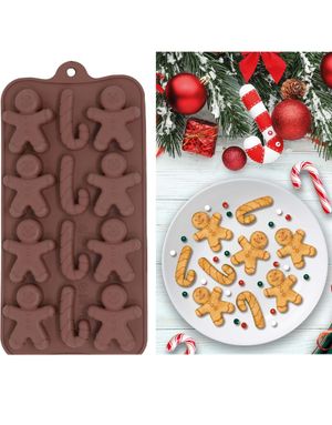 Brun 3D Silikonform til Baking med Julemotiver