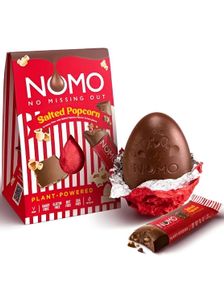 NOMO Salted Popcorn Egg and Bar - Vegansk Sjokoladeegg med Crunchy Salt Popcornsmak og Sjokoladebar 158 gram