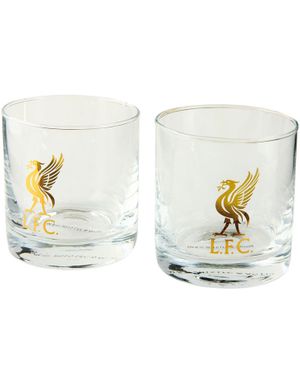 2 stk Lisensiert Liverpool Whiskey Glass med Gulltrykk