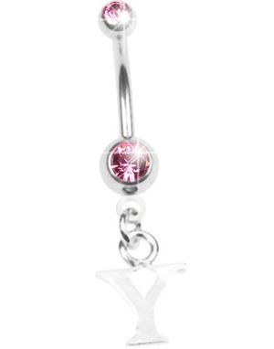 Navlepiercing med Bokstaven Y & Rosa Stener