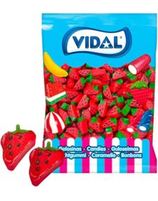 250 stk Vidal Strawberry Liquorice Slices - Stor Pose med Jordbærlakris 1,5 kg