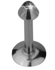Labret Piercing med Spike Kule og Svart Sten