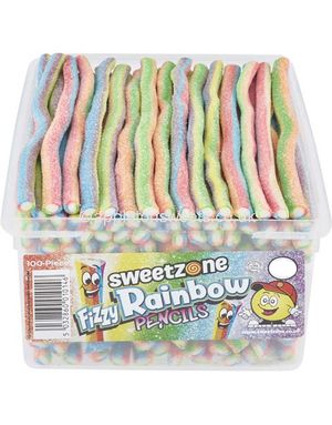 100 stk Sweetzone Fizzy Rainbow Pencils / Godteristenger - Halal Sertifisert
