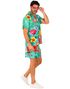 Breezy Flamingo Blå Hawaii Skjorte og Shorts