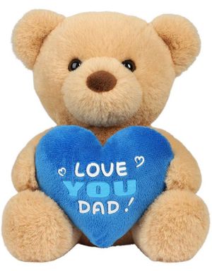Love you Dad - Teddybjørn Bamse med Blått Hjerte 15 cm