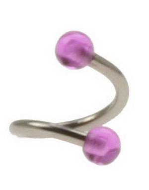 Curve Øyenbrynspiercing med Lilla Kuler - 1.2 x 8 mm