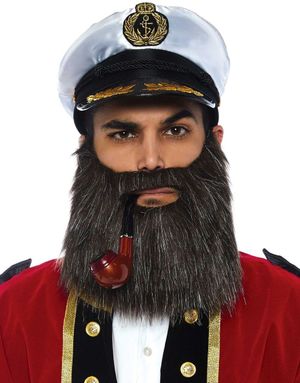 Kapteinstilbehør med Skjegg, Pipe og Hatt
