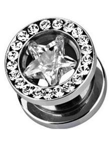 Diamond Star - Sølvfarget Piercing Tunnel