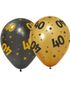 6 stk 40 års Feiring Ballonger 30 cm - Svart og Gull