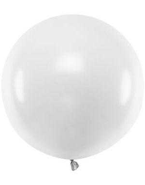 Hvit Pastellfarget Rund JUMBO Ballong 60 cm
