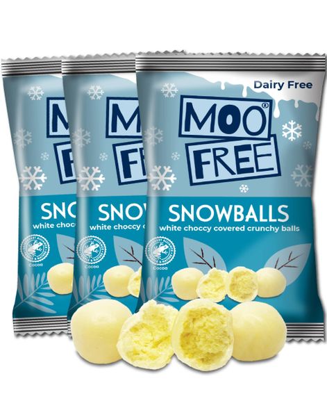 20 stk Moo Free Snowballs - Riskuler med Vegansk Hvit Sjokoladetrekk - Hel Eske 700 gram