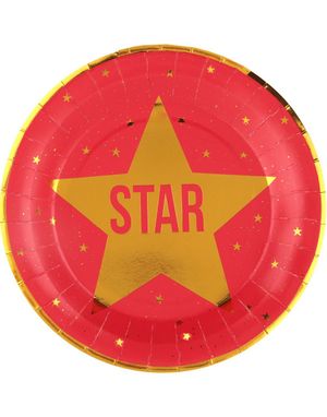 10 stk Papptalerkener Hollywood Stjerne 22.5 cm