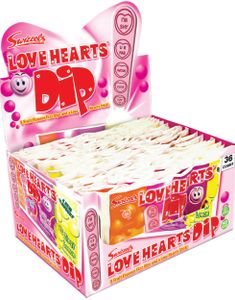 36 stk Swizzels Love Hearts Dip med 3 Smaker