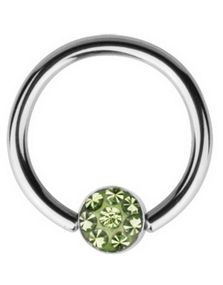 BCR Piercing with Sprakling Green Stone