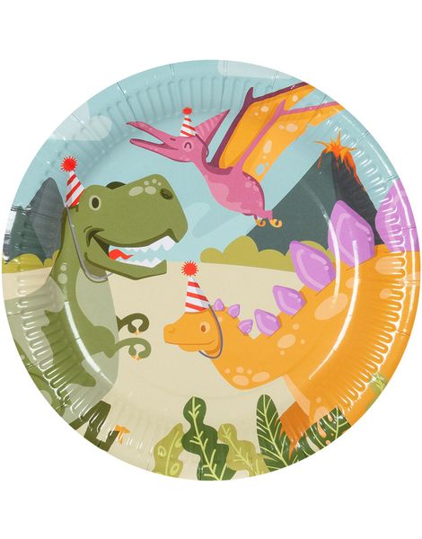 6 stk Papptallerkener 23 cm - Dinosaur Fest