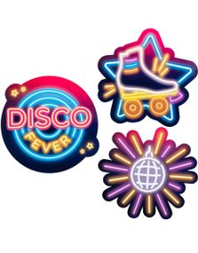 3 stk Store Cut-Out Dekorasjoner - Disco Fever