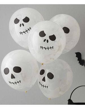 5 stk DIY Marmorerte Hodeskalleballonger