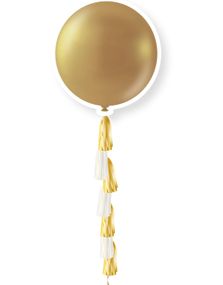91 cm - Gullfarget Metallisk Ballong med Ballonghale