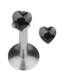 Labret med hjerteformet Svart Sten