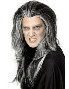 Grev Dracula - Grå/Svart Parykk