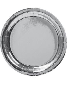 8 stk Små Metallisk Sølvfarget Papptallerkener 18 cm