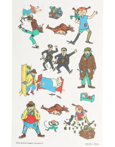 12 stk Midlertidige Tatoveringer - Pippi Langstrømpe Motiv