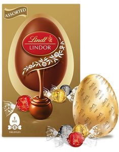 Lindt Lindor Assorted Egg - Stort Sjokoladeegg og Assorterte Trøffelsjokolader 183 gram