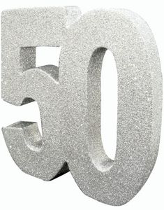 Sølvfarget Glitrende 50 År Borddekorasjon 20 cm