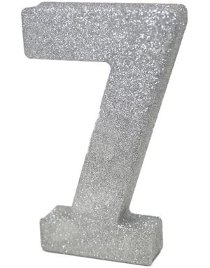 Sølvfarget Glitrende 7-Tall Borddekorasjon 20 cm