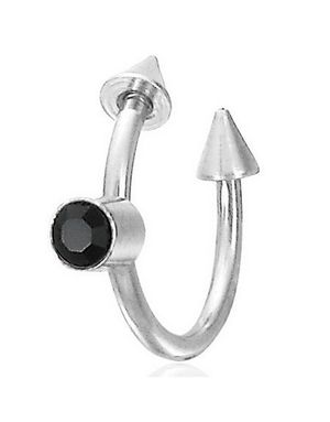Øyenbrynspiercing med Spike Kuler & Svart Sten - 1,2 x 10 mm