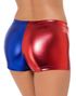 Metallisk Blå og Rød Harley Quinn Inspirert Shorts