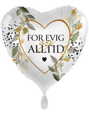 Hjerteformet "FOR EVIG og ALLTID" Floral Folieballong 43 cm