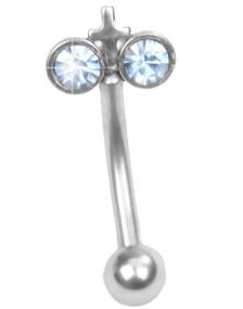 Øyenbrynspiercing med Lys Blå Stener og Kors - 1.2 x 8 mm