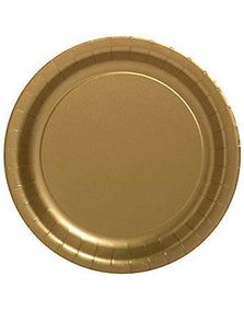 16 stk Gullfargede Papptallerkener 22 cm