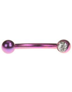 Øyenbrynspiercing i Lilla med Klar Sten - 1,2 x 8 mm