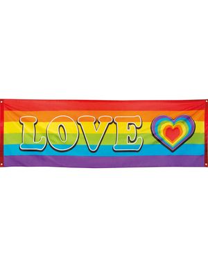 Love - Stort Regnbuefarget Banner 220x74 cm
