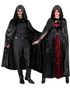 Svart Kostymekappe med Hette i Fløyel til Voksen 140 cm