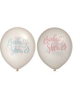 6 stk Rosa og Blå Babyshower Ballonger 30 cm