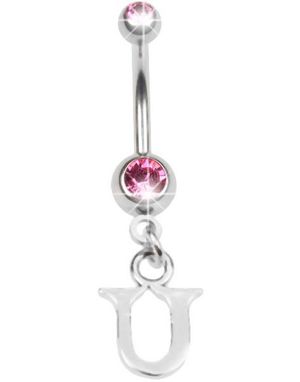 Navlepiercing med Bokstaven U & Rosa Stener