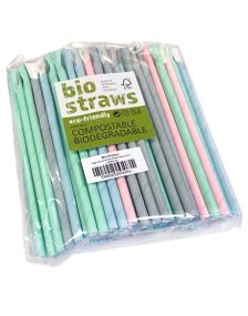 125 stk Miljøvennlige Pastellfargede Sugerør med Skje