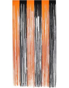 Oransj og Svart Gardin Backdrop/Bakgrunn 244x91 cm