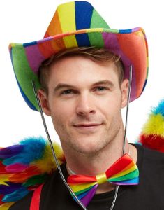 Regnbuefarget Cowboyhatt med Snøre