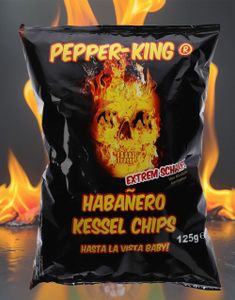 Pepper-King Habañero Kettle Chips - Crispy og Spicy Potetgull 125 g - HOT (Tyskland)