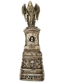 Kjempestor Engel Statue med Animert Hodeskalle 172 cm