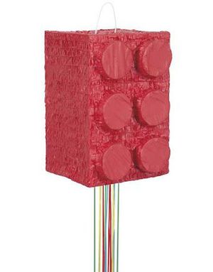 Rød Byggeblokk Pull Pinata 44x42 cm