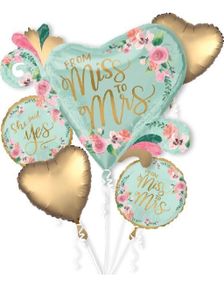 From Miss to Mrs Ballongbukett med 5 Folieballonger