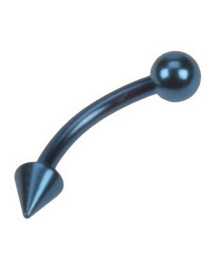 Banan Blå med Spike & Rund Kule - 1,2 x 8 mm Øyenbrynspiercing